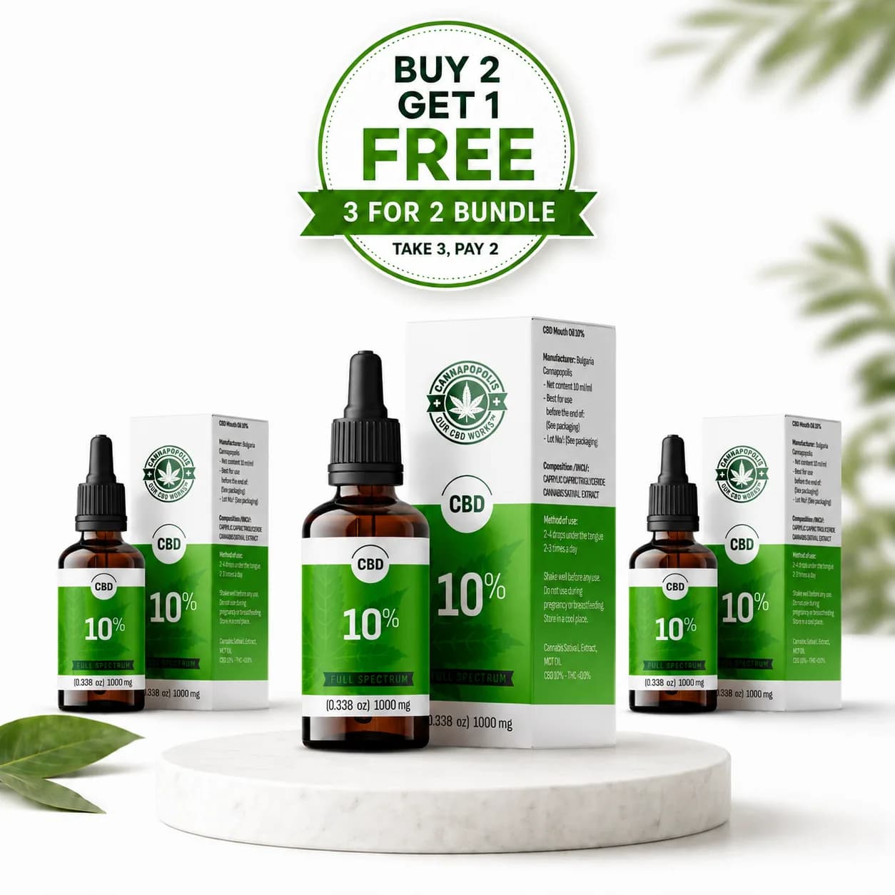 Pacchetto 3x2 Olio CBD 10% Cannapopolis pacchetto Cannapopolis